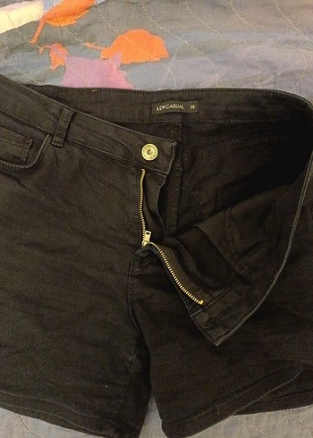 38 Beden siyah Renk Kadın Siyah Loose Fit Mini Denim Şort