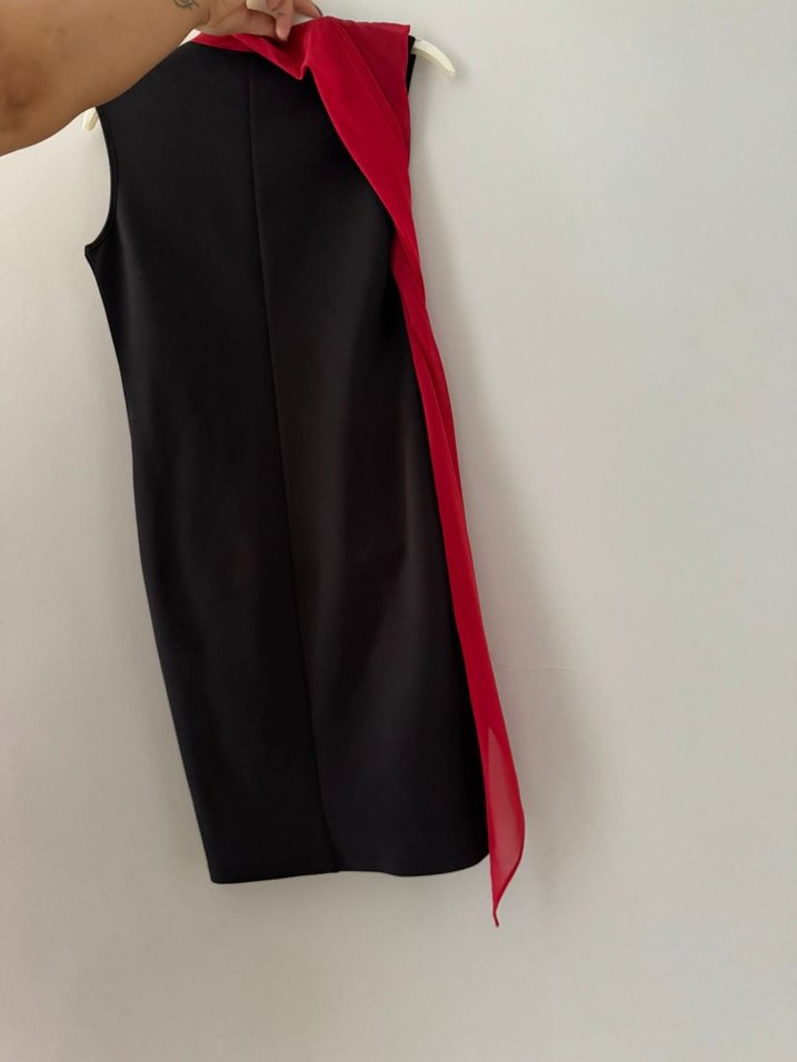 Kırmızı Drapeli Kolsuz Mini Elbise - Görsel 2