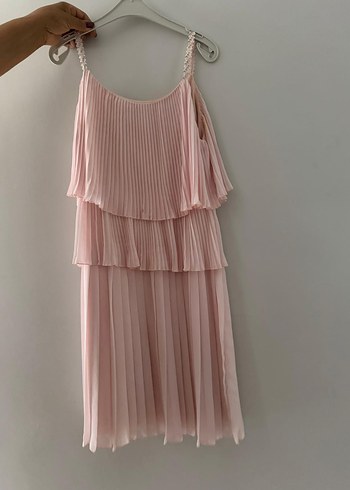 Pembe Pilili Mini Abiye Elbise - Görsel 2