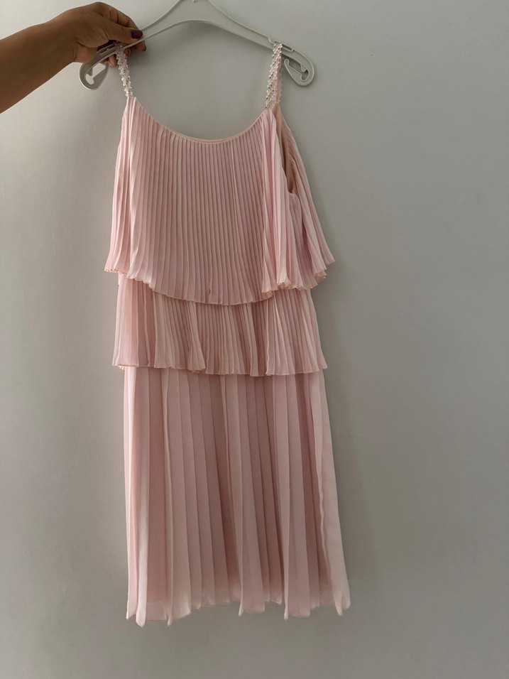 Pembe Pilili Mini Abiye Elbise - Görsel 2