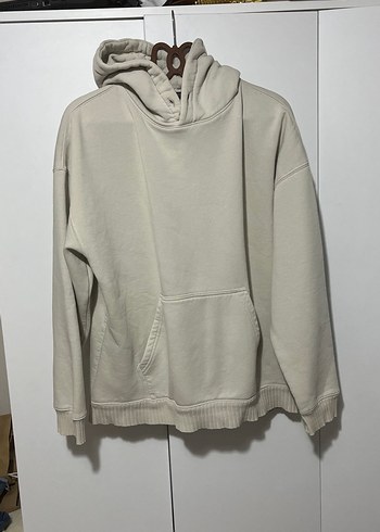 Bej Kapüşonlu Rahat Kesim Sweatshirt