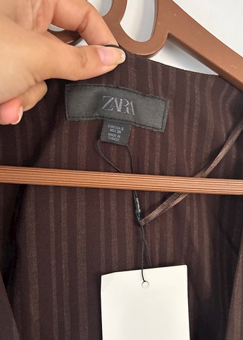 Kahveleri Pilili Uzun Kadın yelek - Görsel 4