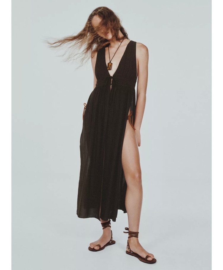 Kahveleri Pilili Uzun Kadın yelek - Görsel 5