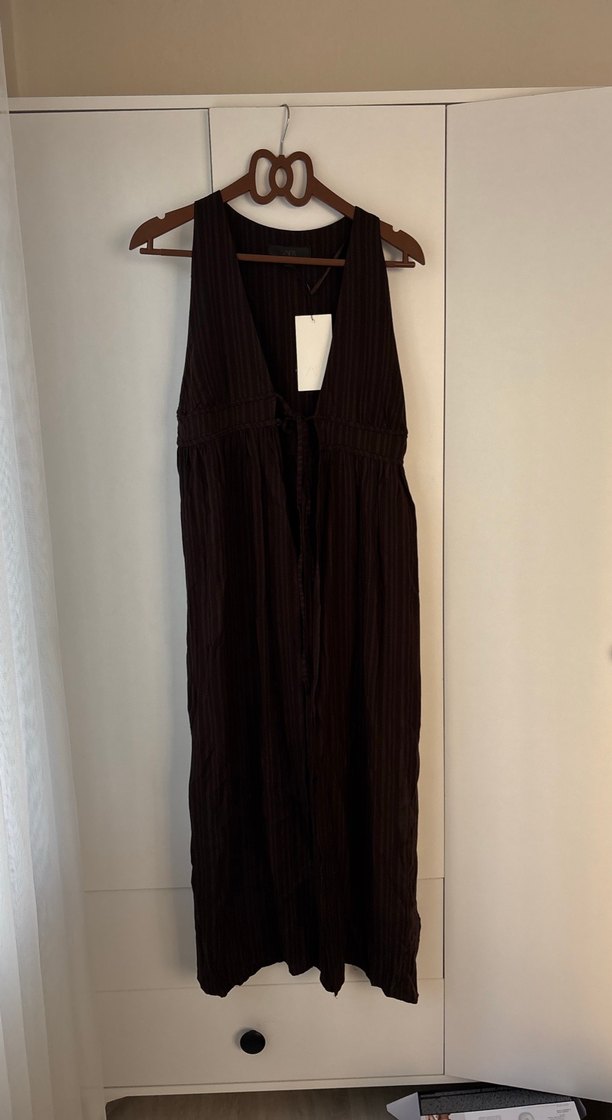 Kahveleri Pilili Uzun Kadın yelek - Görsel 2