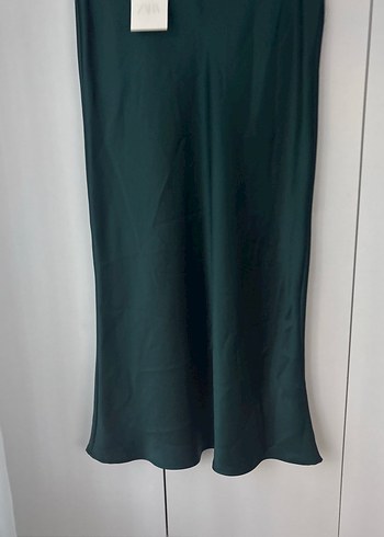 Yeşik Uzun saten Kadın Etek - Görsel 2