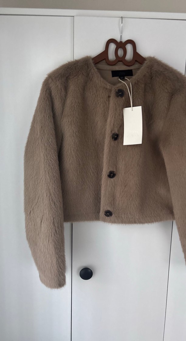 Düğmeli Kahverengi Kadın Yün Ceket - Görsel 3