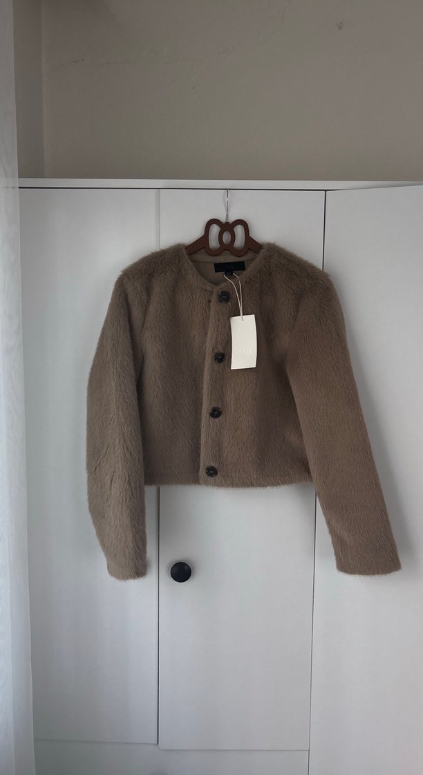 Düğmeli Kahverengi Kadın Yün Ceket - Görsel 2