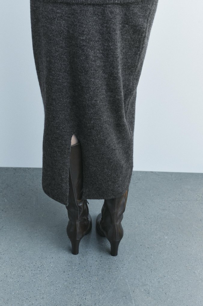 Gri triko etek - Görsel 2