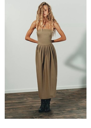 Hali straplez  Uzun Elbise - Görsel 5