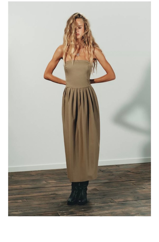 Hali straplez  Uzun Elbise - Görsel 5