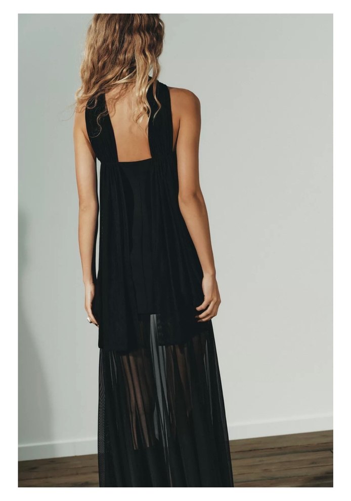 Siyah Straplez Uzun Kadın Elbise - Görsel 2
