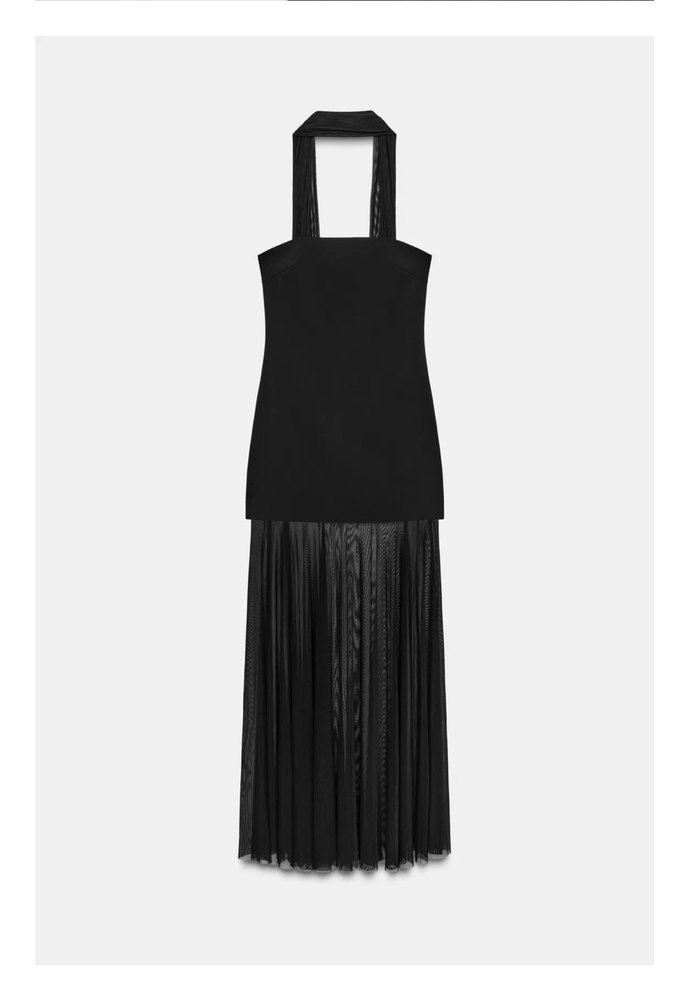 Siyah Straplez Uzun Kadın Elbise - Görsel 3