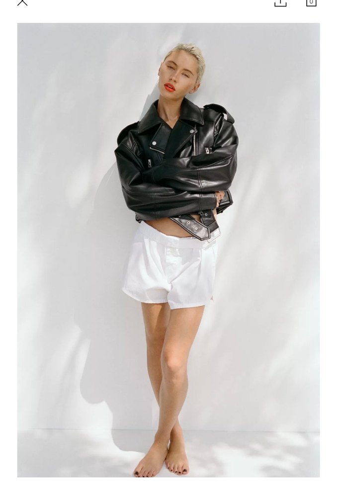 Siyah Kemerli Kısa Kadın Deri Ceket - Görsel 3