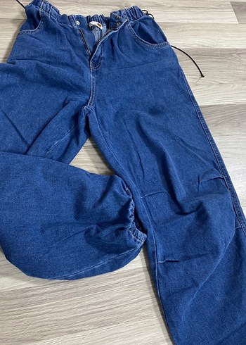 m Beden Kadın Koyu Mavi Bol Kesim Midi Kot Pantolon