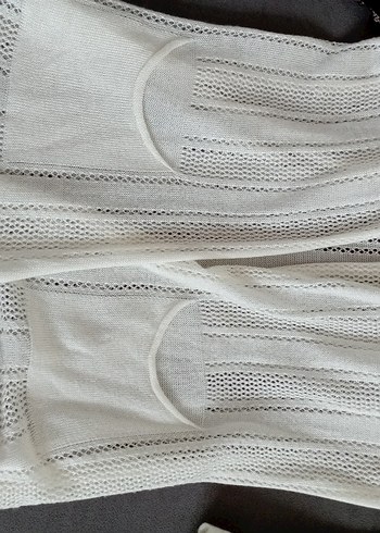 Beyaz Örgü Bohem Kadın Hırka - Görsel 3