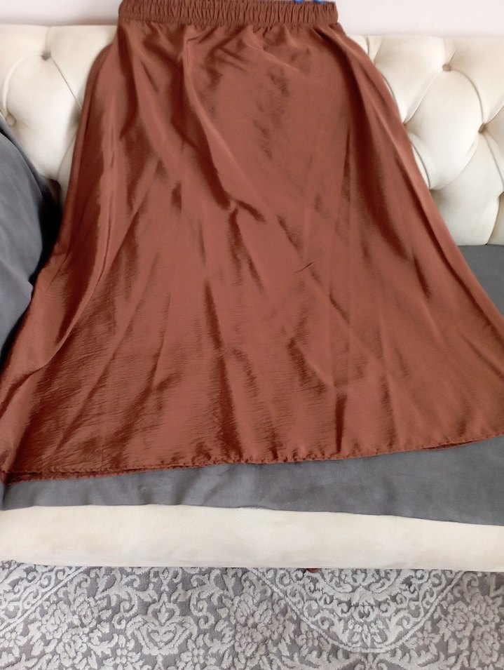 Kadın parlak Kahverengi Uzun etek - Görsel 2