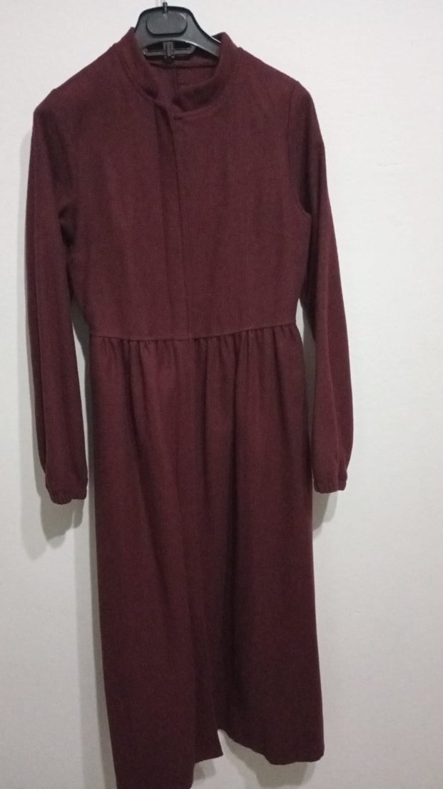 Bordo Kadın Uzun Kollu ince astarsız kaşe - Görsel 2