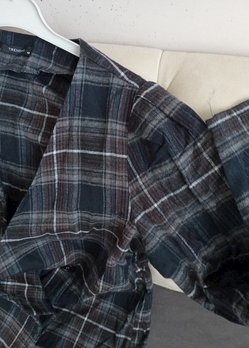 kışlık gömlek şeklinde mini yandan iç ve dış düğmeli ceket - Görsel 6