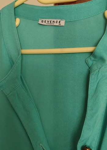 Düğmeli Turkuaz Kadın Gömlek - Görsel 3