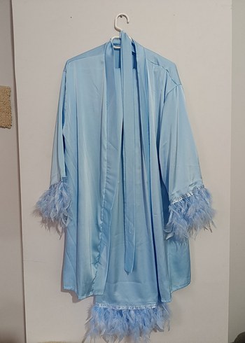 Mavi Bohem Uzun Kadın Sabahlık - Görsel 2