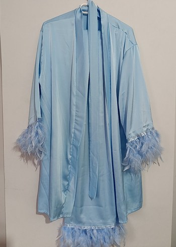 Mavi Bohem Uzun Kadın Sabahlık - Görsel 3