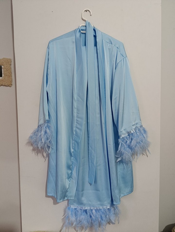 Mavi Bohem Uzun Kadın Sabahlık - Görsel 2