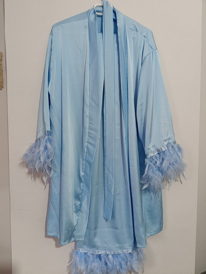 Mavi Bohem Uzun Kadın Sabahlık - Görsel 3