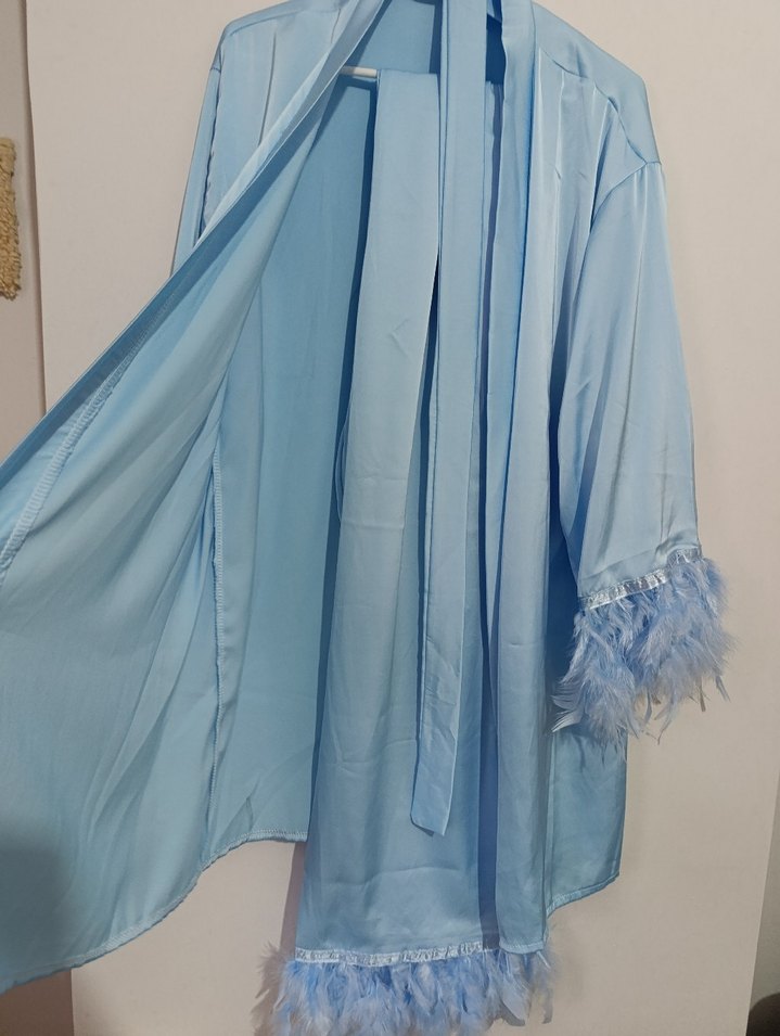 Mavi Bohem Uzun Kadın Sabahlık - Görsel 4