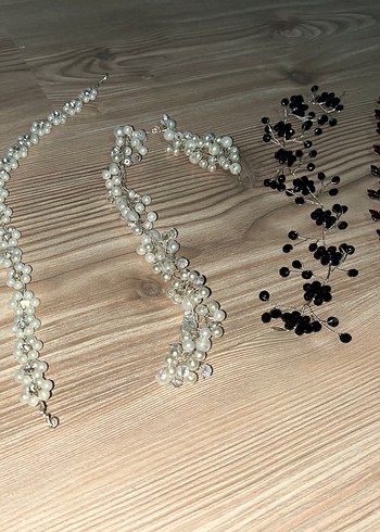 Beden bordo Renk Boncuklu Bohem Saç Aksesuarları - Bordo ve İnci