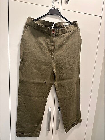 Keten yüksek bel pantalon