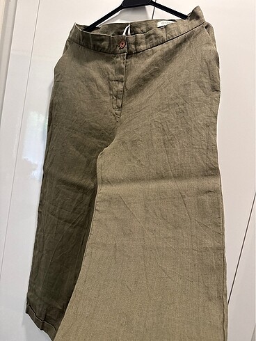 Keten yüksek bel pantalon - Görsel 2