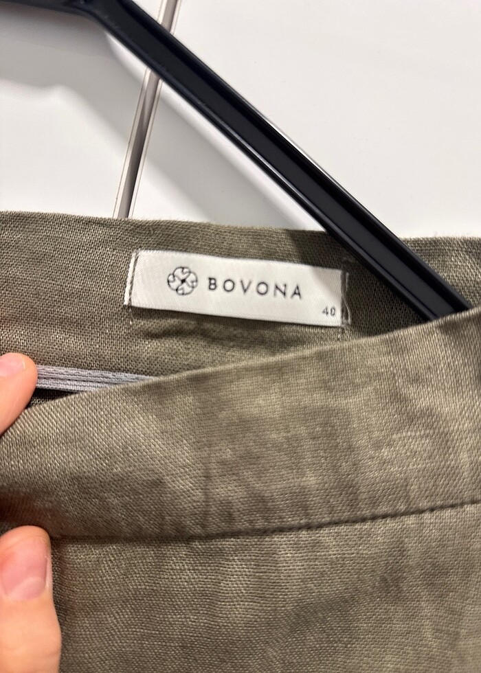 Keten yüksek bel pantalon - Görsel 3