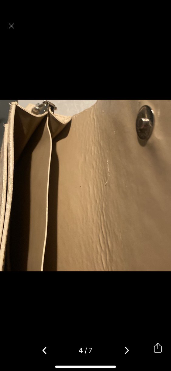 Bej Parlak Zincir Detaylı Yılan Derisi Desenli Deri Çanta - Görsel 4