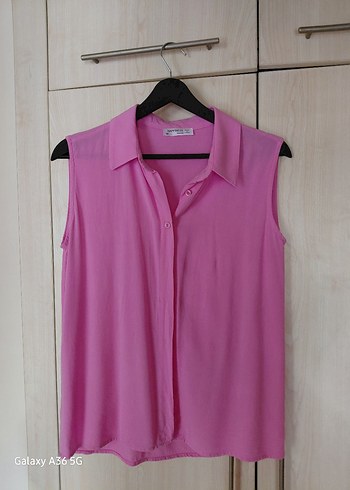 Pembe Kolsuz Düğmeli Kadın Gömlek