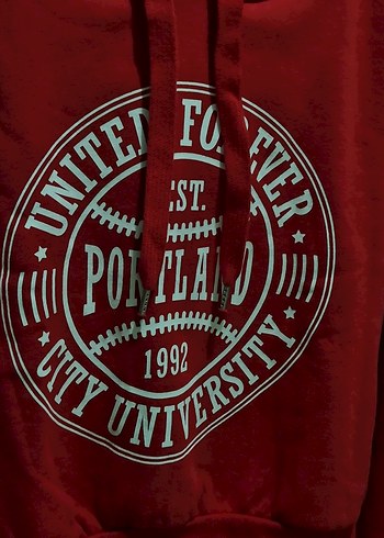 xs Beden kırmızı Renk Kırmızı Kadın Sweatshirt Kapüşonlu Baskılı