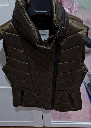 Koton Kahverengi Haki Fermuarlı Kadın Yelek - Görsel 7