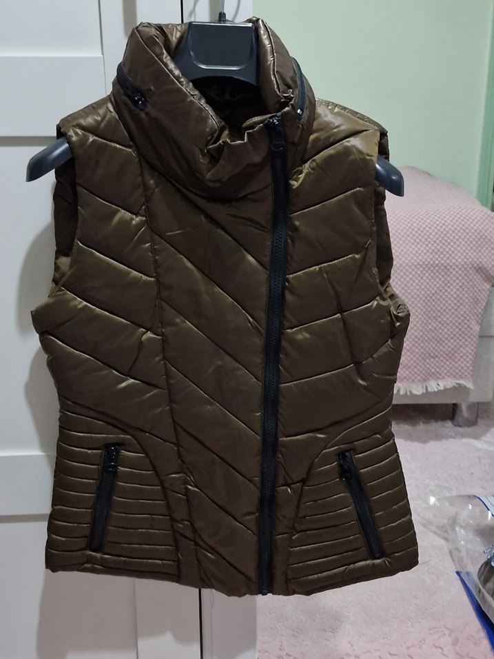 Koton Kahverengi Haki Fermuarlı Kadın Yelek - Görsel 2