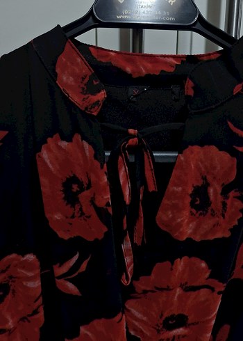 Loft Uzun Kollu Fırfırlı Kırmızı Çiçekli Midi Elbise - Görsel 7