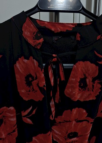 Loft Uzun Kollu Fırfırlı Kırmızı Çiçekli Midi Elbise - Görsel 6