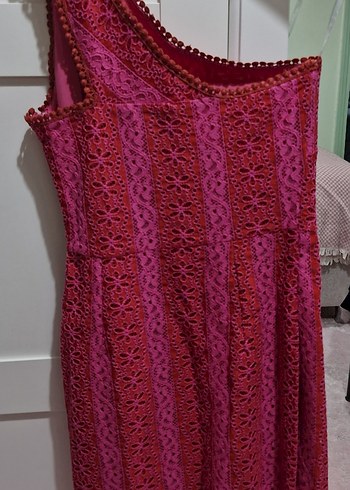 Trendyolmilla Tek Omuz Fisto Dantelli Pembe Astarlı Midi Elbise - Görsel 5