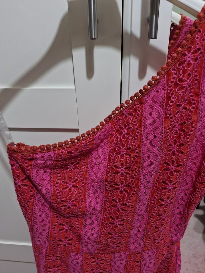 Trendyolmilla Tek Omuz Fisto Dantelli  Pembe Astarlı Midi Elbise - Görsel 3