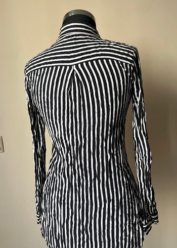 s Beden siyah Renk Zebra Desenli Vücuda Oturan Gömlek