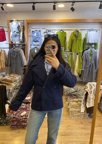 Lacivert Düğmeli Denim Kadın Ceket - Görsel 2