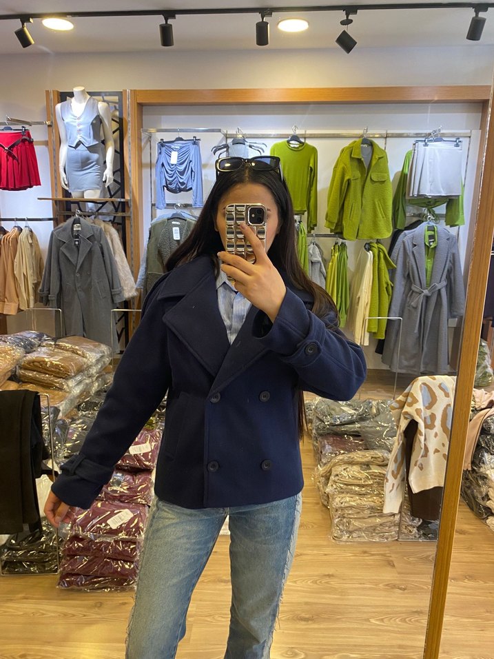 Lacivert Düğmeli Denim Kadın Ceket - Görsel 2