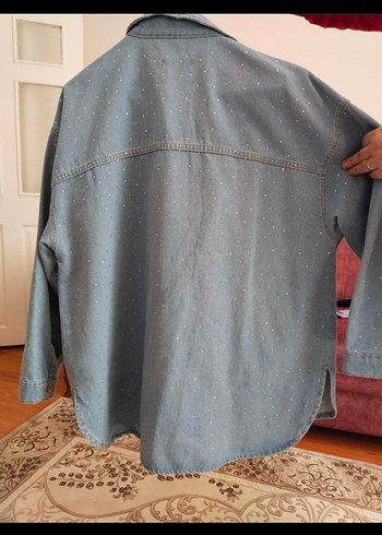 44 Beden Kadın Mavi Düğmeli Denim Ceket