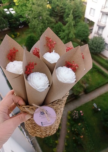  Beden beyaz Renk Gül mum söz nişan nikah hediyesi