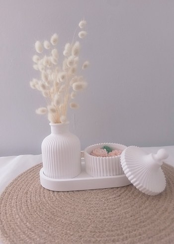 Beden beyaz Renk Beyaz Pastel Mum ve Mumluk Seti el yapımı soya mum