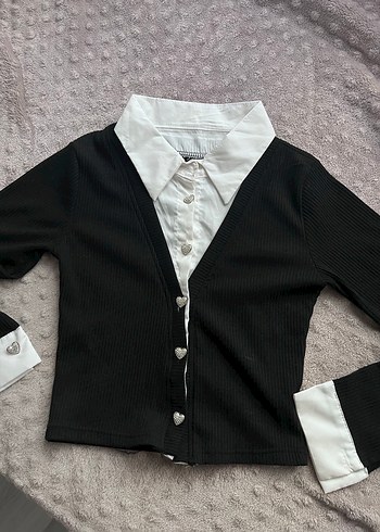 Kalp Düğmeli Siyah Gotik Hırka