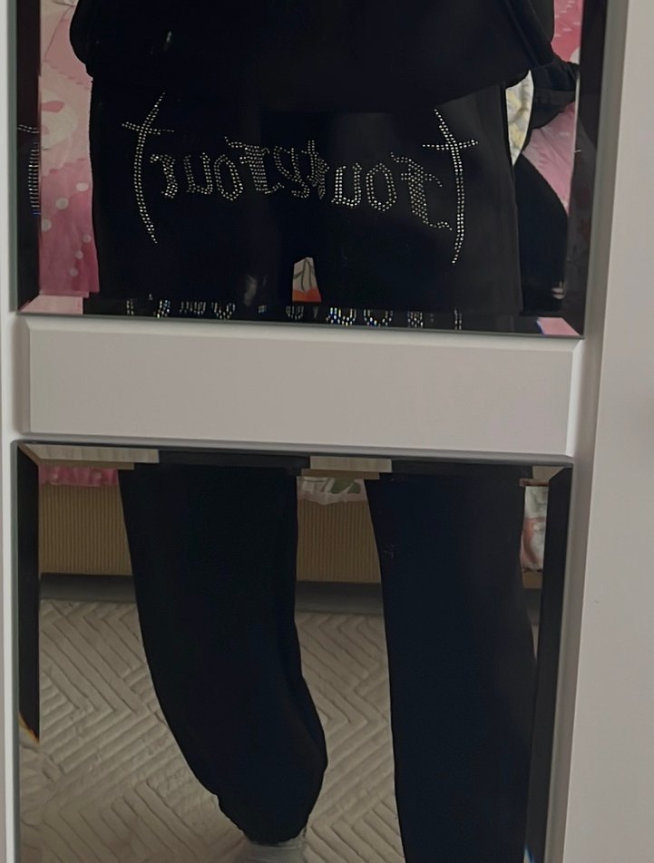 Siyah Payetli Gotik Kadın Esofman Takımı - Görsel 4