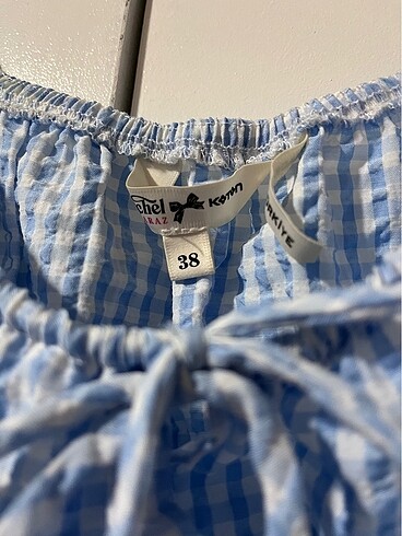 38 Beden Ekose Detaylı Koton Crop